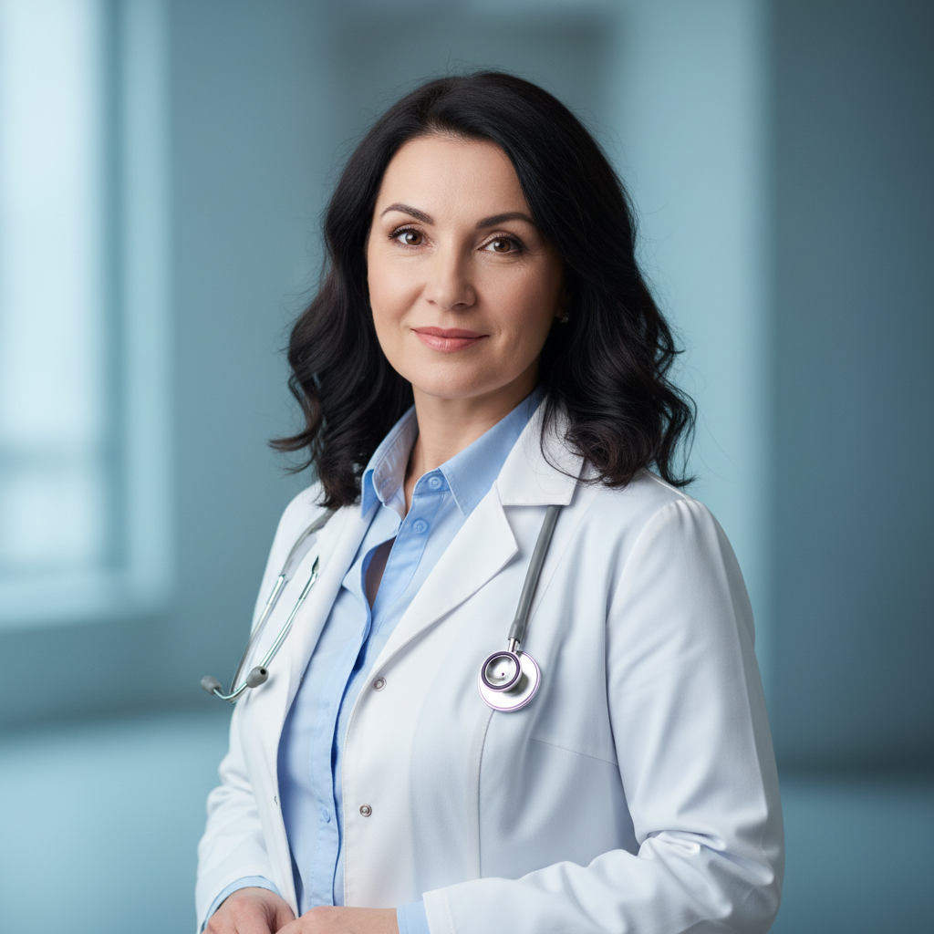 Врач-диетолог темные волосы